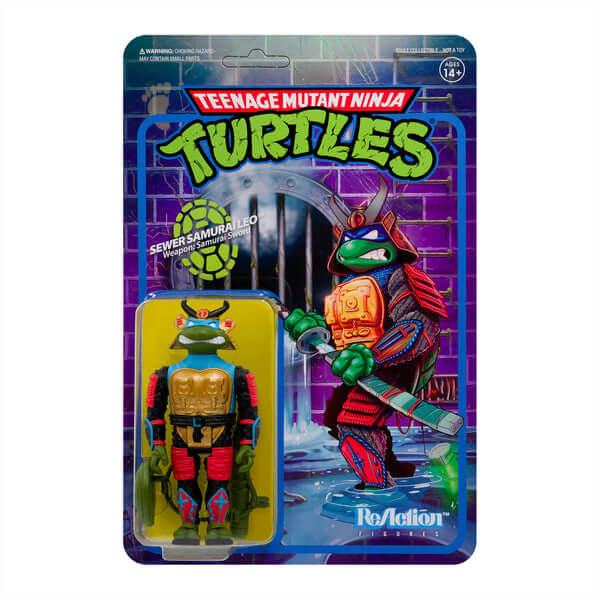 SUPER 7 TEENAGE MUTANT NINJA TURTLES REACTION ACTION FIGURE SAM LEONARDO 10 CM