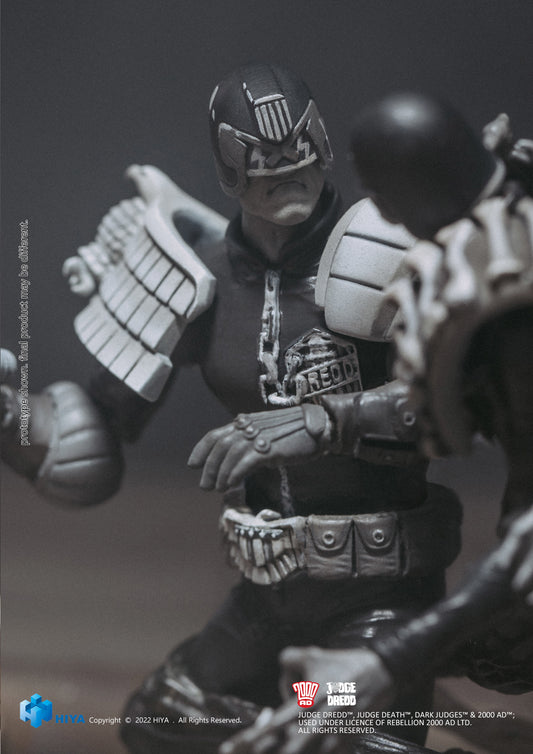 Hiya Toys SDCC 2022 JUDGE DREDD VS DEATH BLACK & WHITE PX 1/8 ACTION FIGURE 2PK