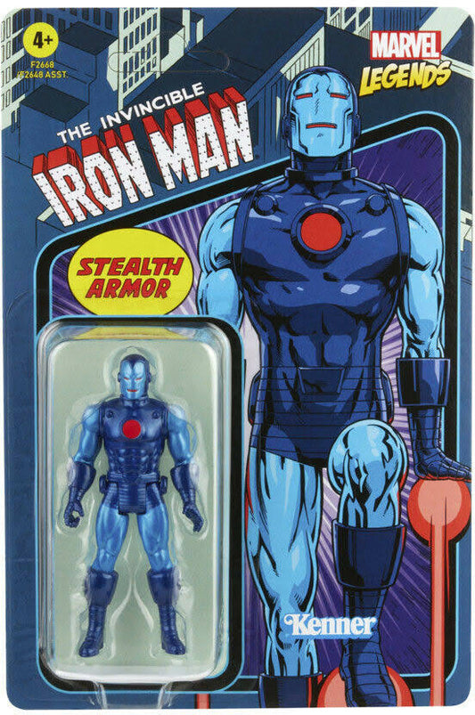 MARVEL LEGENDS RECOLLECT RETRO 3.75 STEALTH ARMOR IRON MAN Figure (slight dent in bubble)