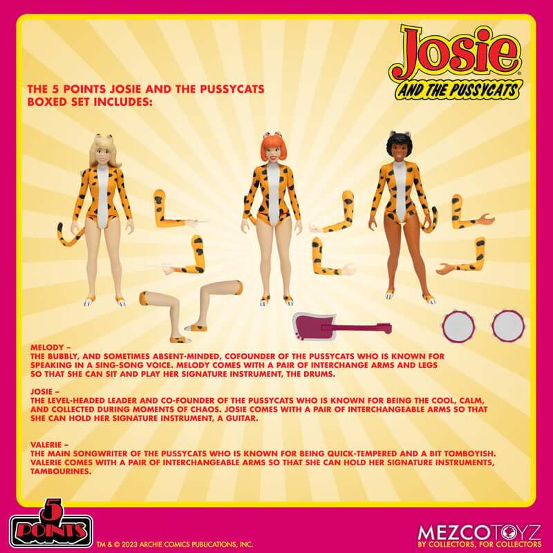 Pre-order Feb 2024 MEZCO 5 POINTS: Josie and The Pussycats Action Figure Deluxe Set
