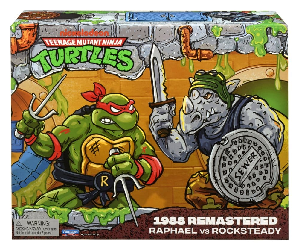 Teenage Mutant Ninja Turtles 1998 Remastered Raphael Vs Rocksteady 2 Pack