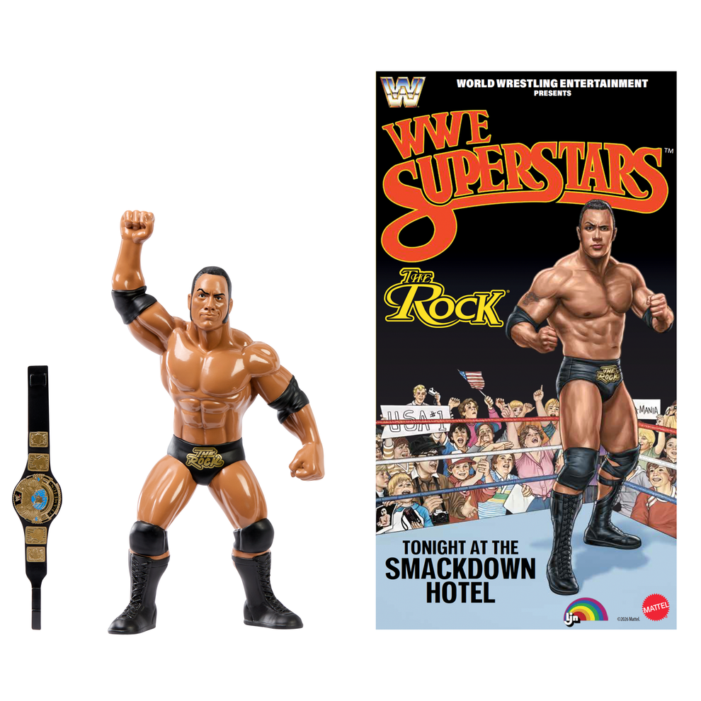 LJN WWE Superstars The Rock Action Figure (Black Card Chase Variant)