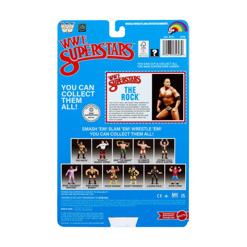 LJN WWE Superstars The Rock Action Figure (Blue Card)