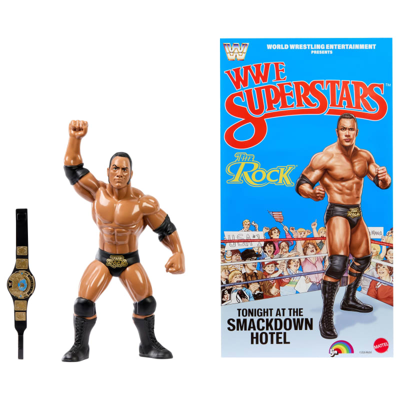 LJN WWE Superstars The Rock Action Figure (Blue Card)