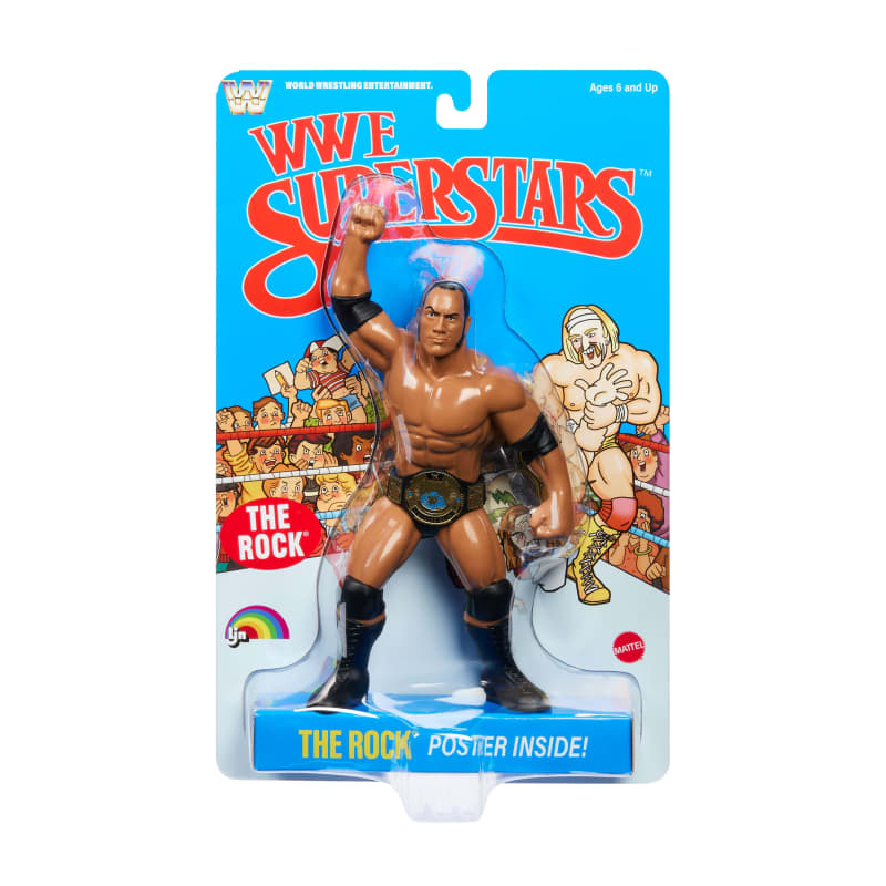 LJN WWE Superstars The Rock Action Figure (Blue Card)