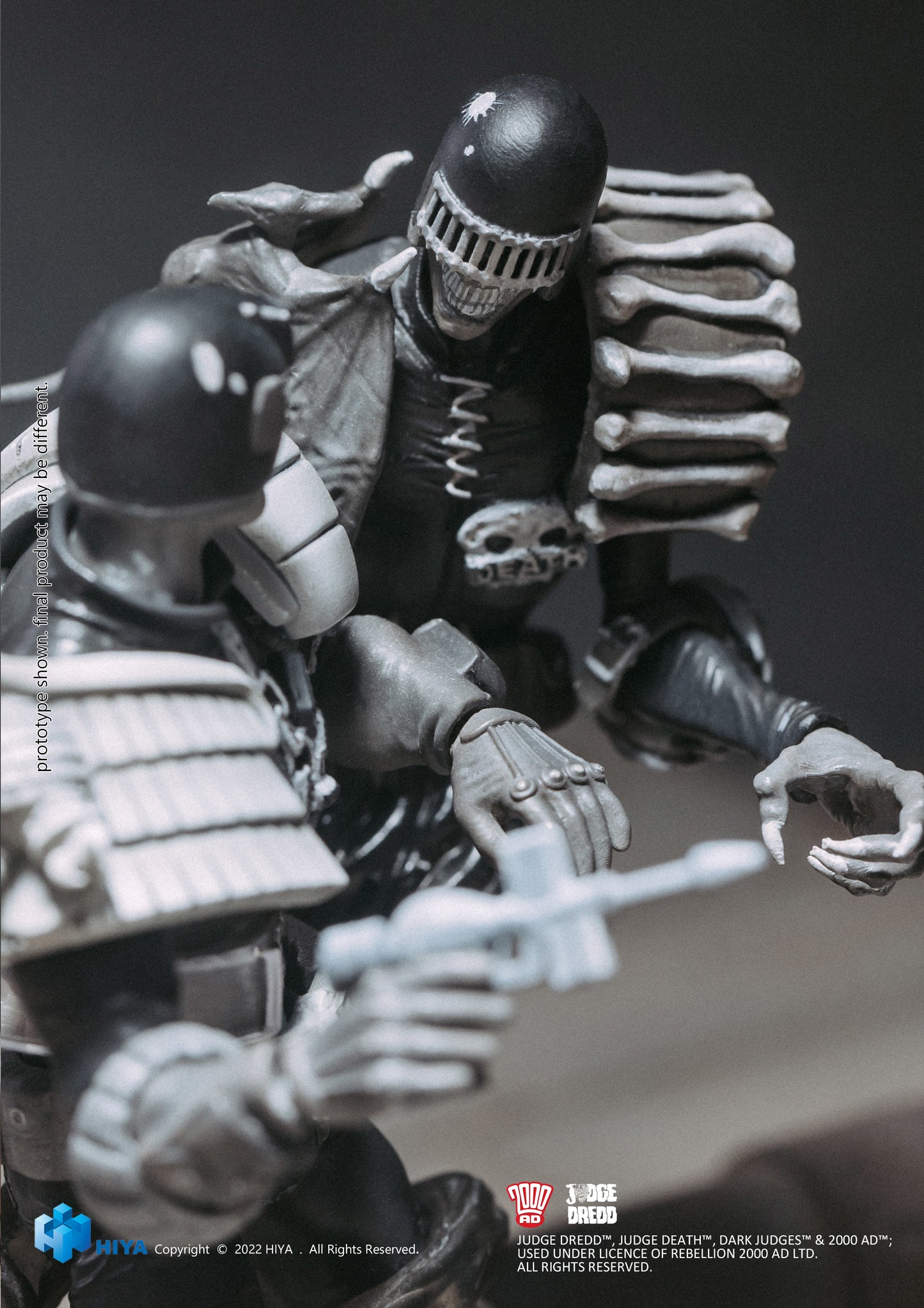 Hiya Toys SDCC 2022 JUDGE DREDD VS DEATH BLACK & WHITE PX 1/8 ACTION FIGURE 2PK